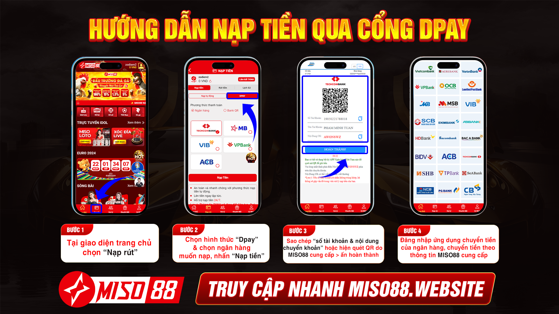 hướng dẫn nạp tiền qua cổng dpay