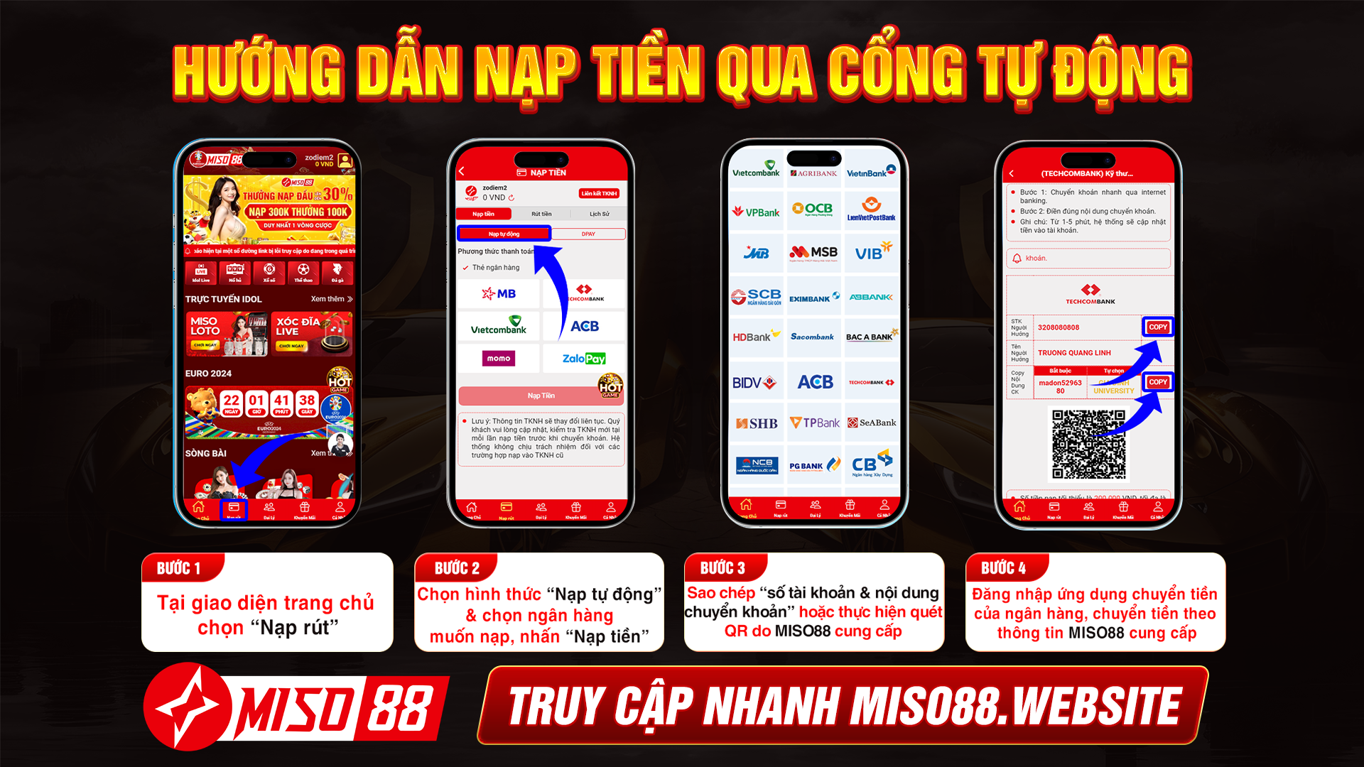 hướng dẫn nạp tiền qua cổng tự động